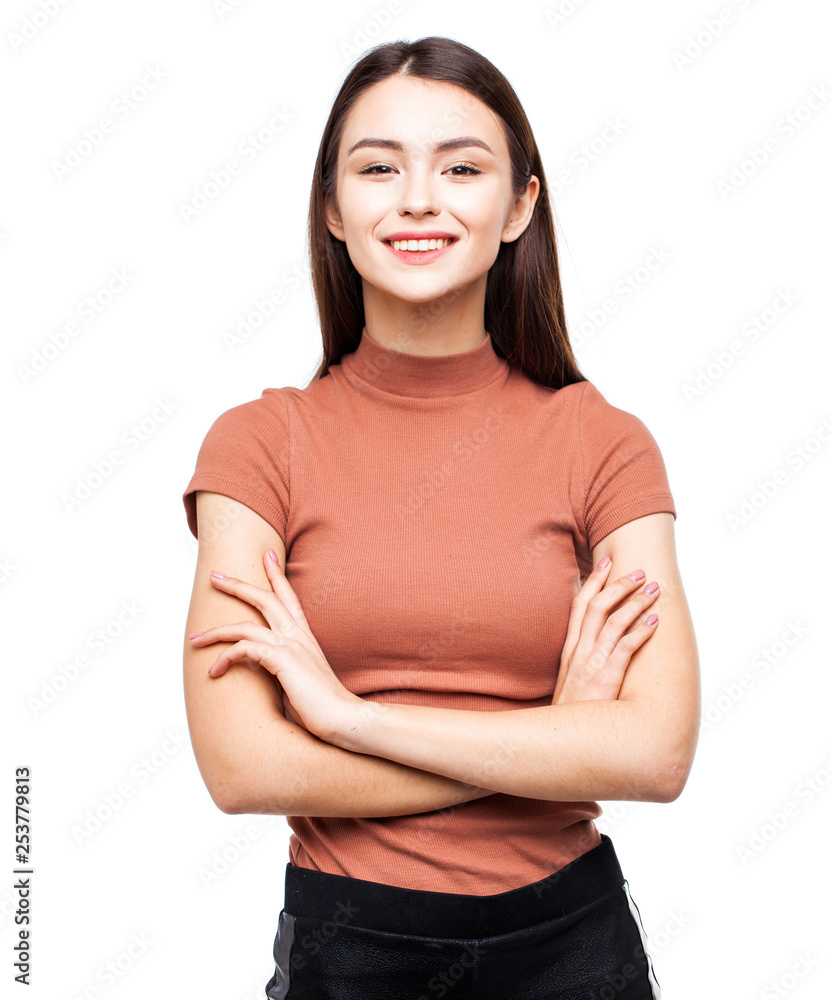 Happy beautiful brunette woman Happy beautiful brunette woman