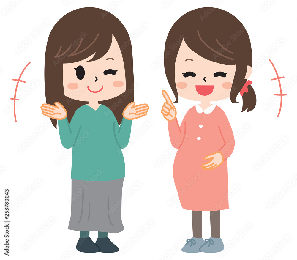 Pregnant woman having a conversation Pregnant woman having a conversation