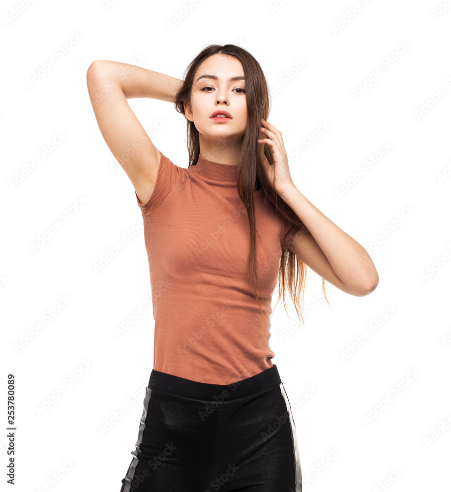 Happy beautiful brunette woman Happy beautiful brunette woman
