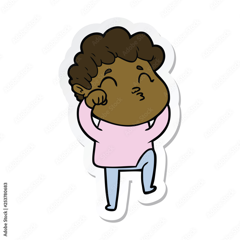 sticker of a cartoon man pouting