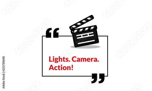 Lights Camera Action Movie Quote Poster with Clapperboard