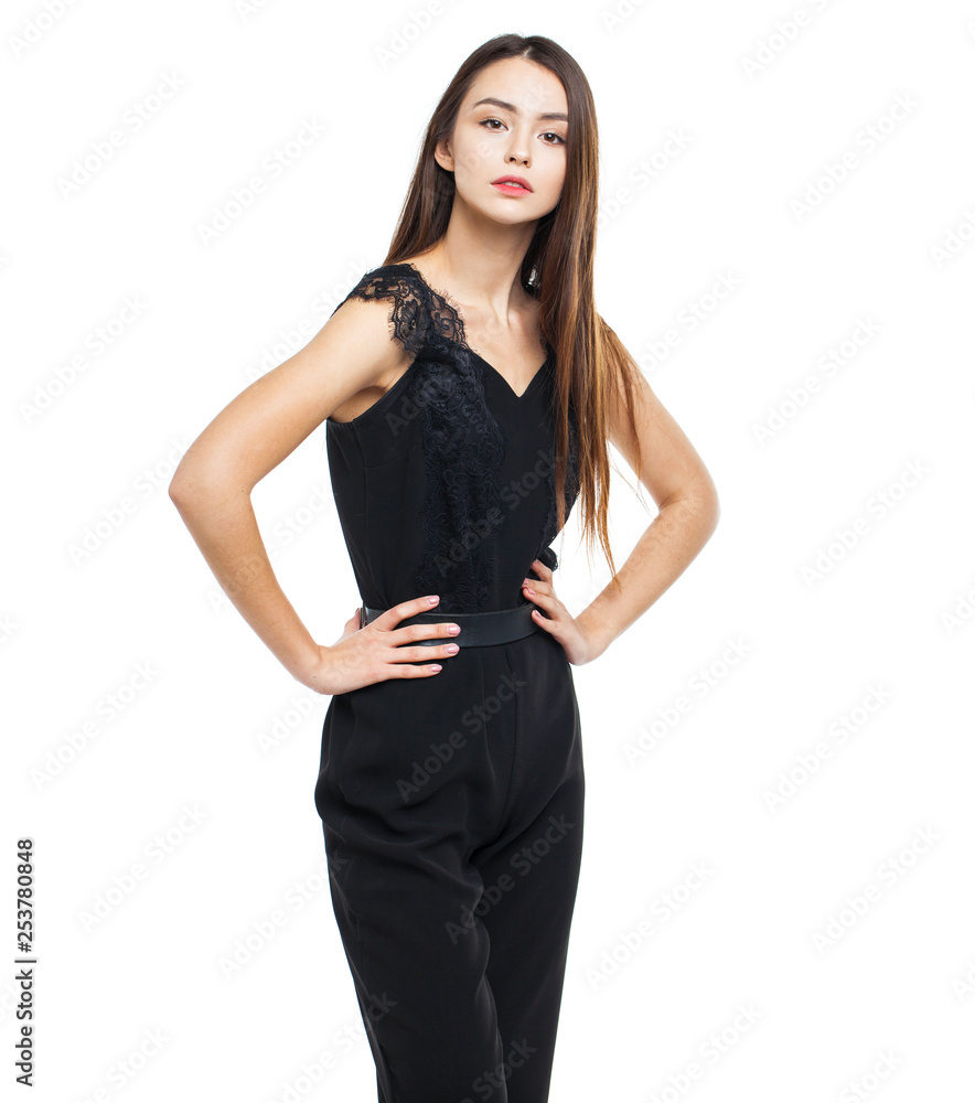 Beautiful brunette woman in black dress Beautiful brunette woman in black dress