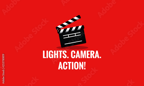 Lights Camera Action Movie Quote Poster with Clapperboard