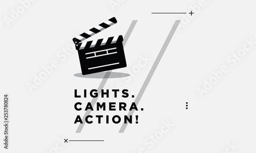 Lights Camera Action Movie Quote Poster with Clapperboard