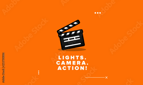 Lights Camera Action Movie Quote Poster with Clapperboard