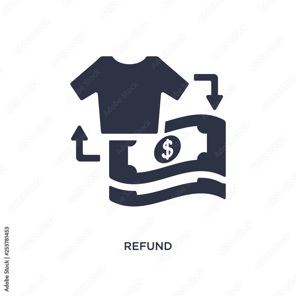 refund icon on white background. Simple element illustration from fashion and commerce concept.