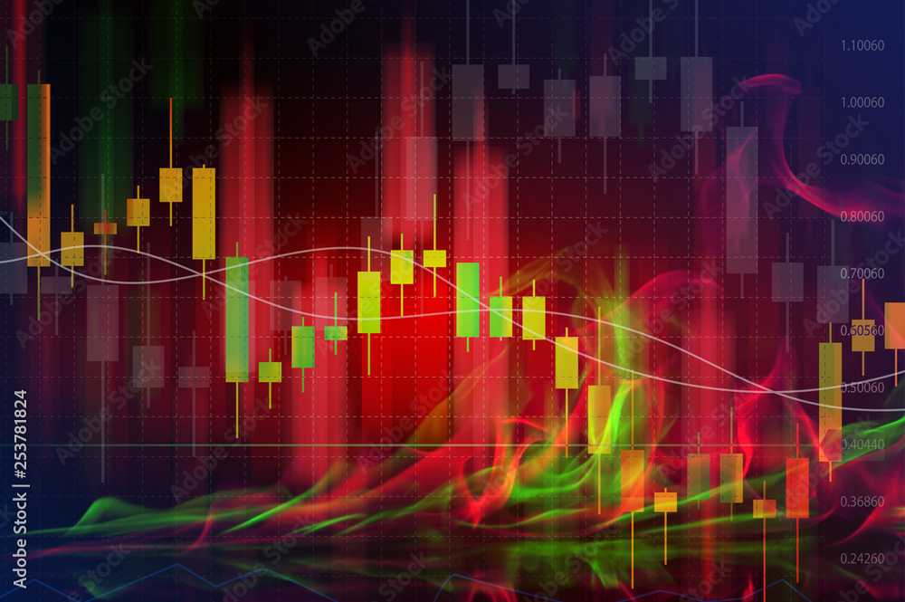 Naklejka premium Stock market finance analysis business concept. Forex trading background. Hot data chart. Fire flame.