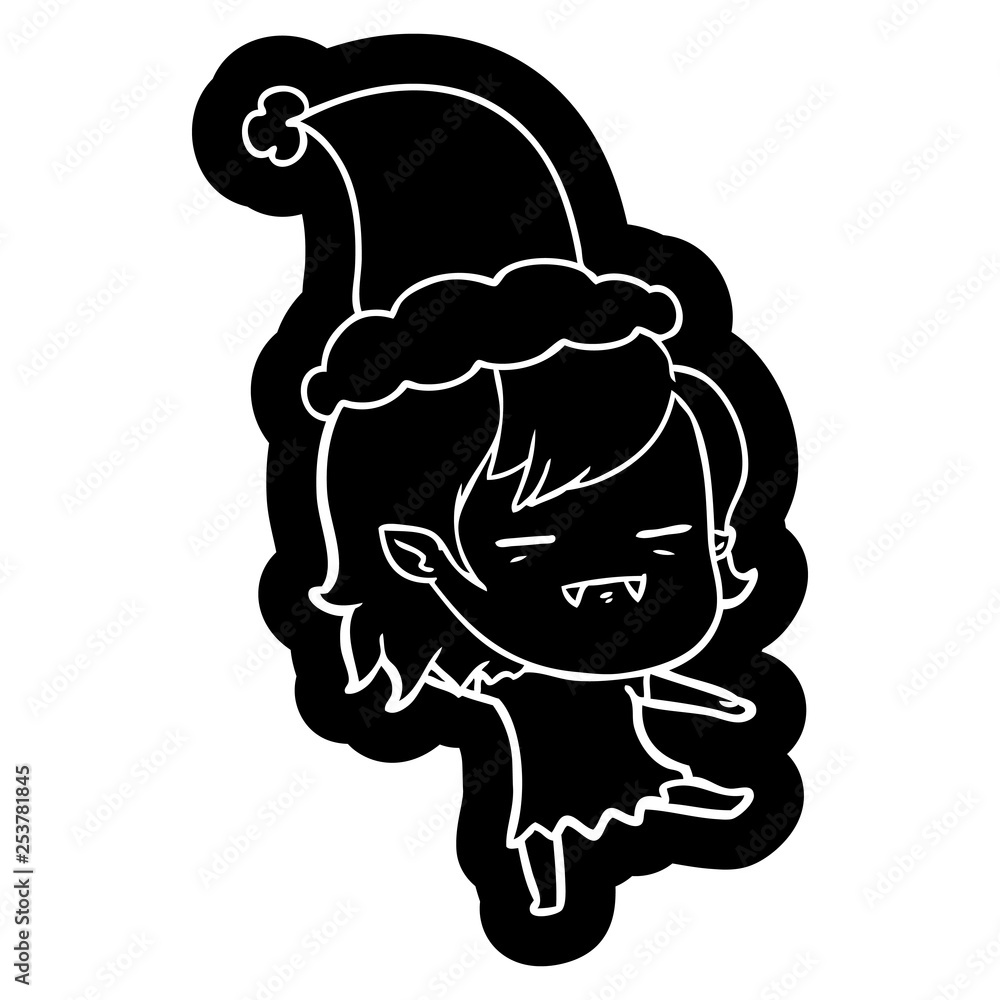 cartoon icon of a undead vampire girl wearing santa hat cartoon icon of a undead vampire girl wearing santa hat