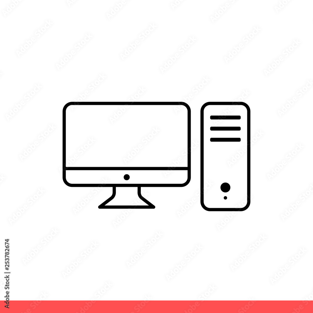 Computer desktop vector icon, pc device symbol. Simple, flat design for web  or mobile app Stock Vector | Adobe Stock