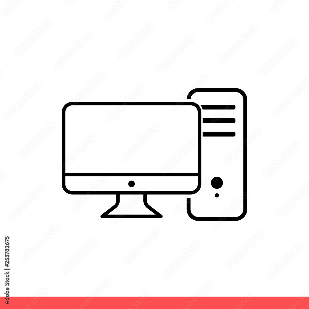 Computer desktop vector icon, pc device symbol. Simple, flat design for web or mobile app Computer desktop vector icon, pc device symbol. Simple, flat design for web or mobile app