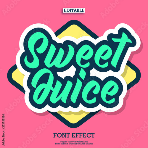 cartoon sweet juice text style  for simple pop drink logo design