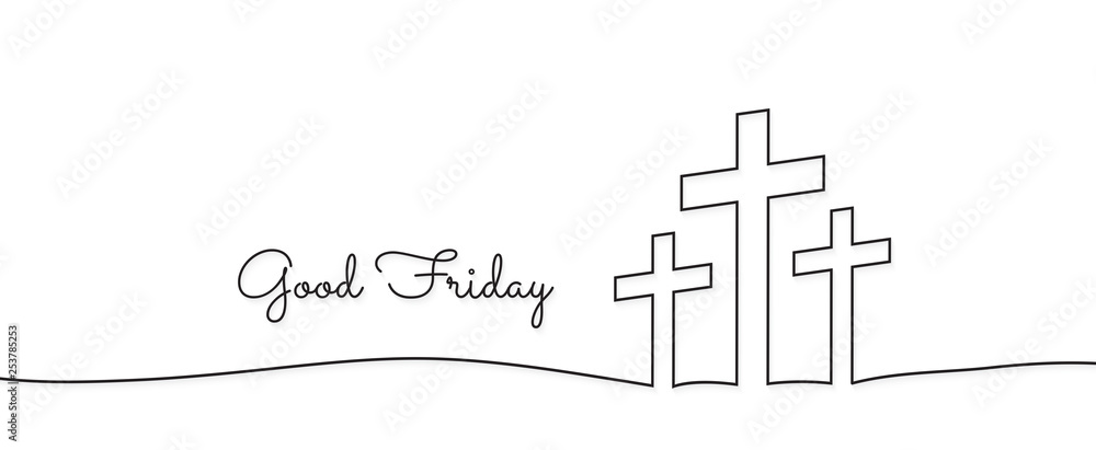 concept of the crucifixion in the form of 3 crosses goodfriday holiday - obrazy, fototapety, plakaty 