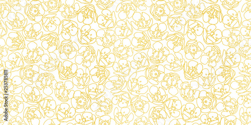 White pattern with gold blossom.