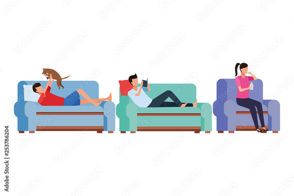 faceless people relax living room