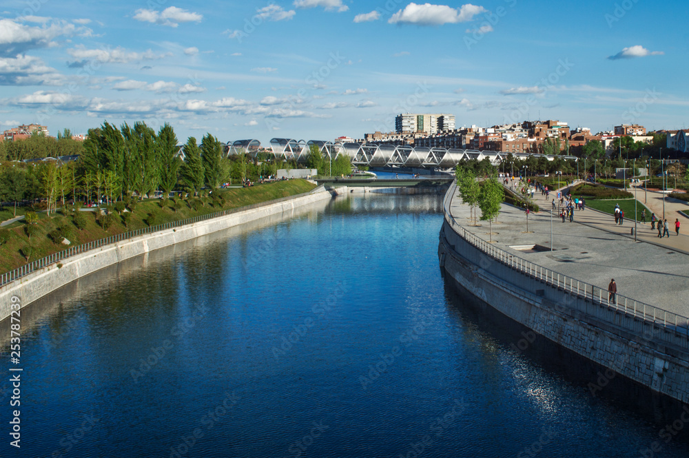 view of the river Manzanare, Madrid Rio view of the river Manzanare, Madrid Rio