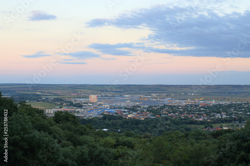 View of Goryachevodsk village from observation deck near Proval Lake. Pyatigorsk, Russia