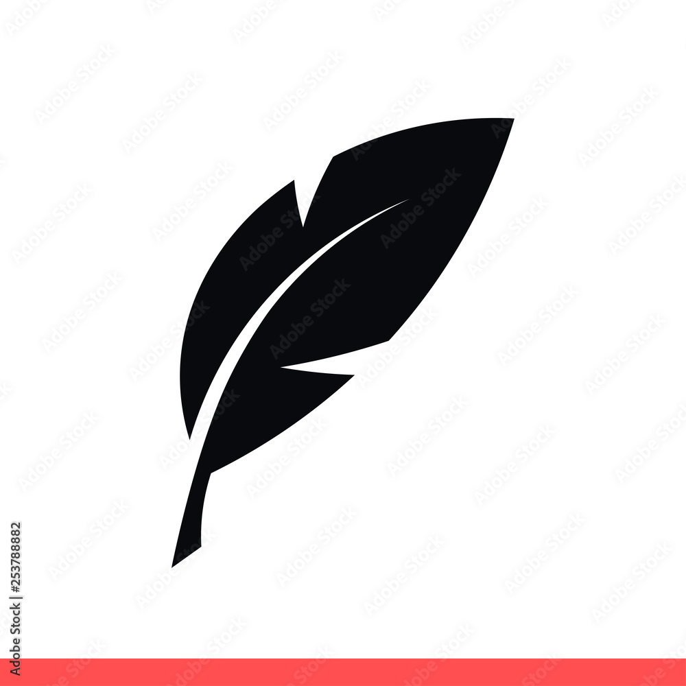 Feather vector icon, retro pen symbol. Simple, flat design for web or mobile app