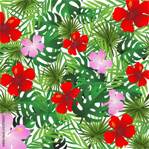 paper art with seamless of tropical and summer pattern background vintage design vector