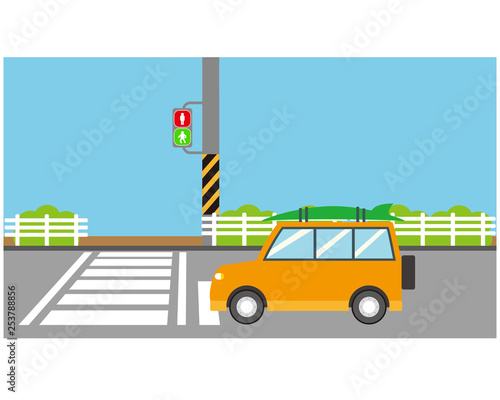 車　自動車　運転　トラック 信号　信号機