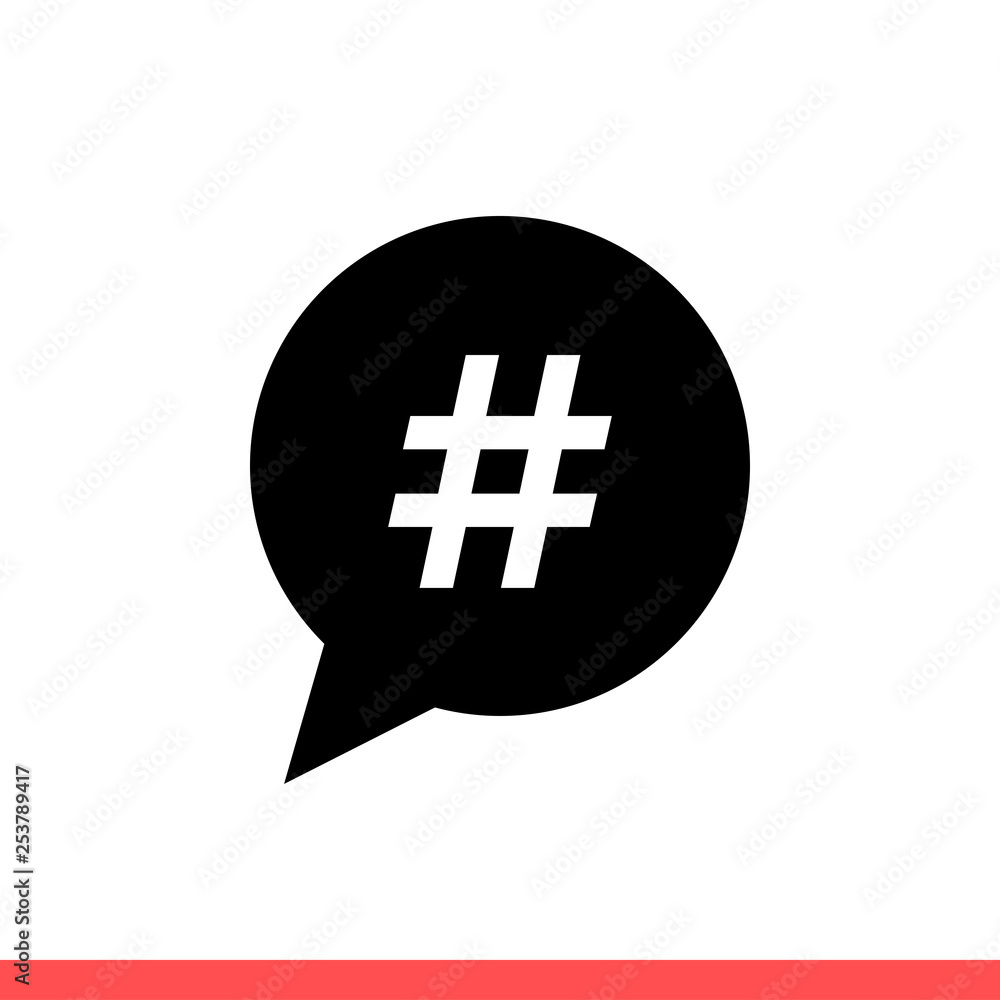 Obraz premium Hashtag vector icon, topic symbol. Simple, flat design for web or mobile app