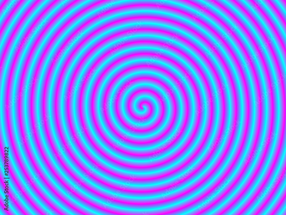Blue on Pink Coiled Tube / An abstract fractal image with a coiled tube design in light blue on a pink background. Blue on Pink Coiled Tube / An abstract fractal image with a coiled tube design in light blue on a pink background.