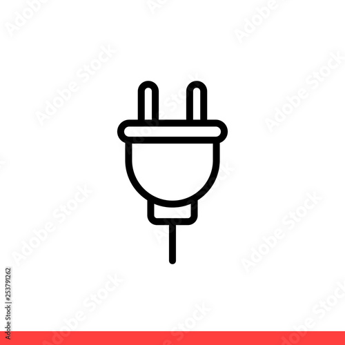 Plug vector icon, electric symbol. Simple, flat design for web or mobile app