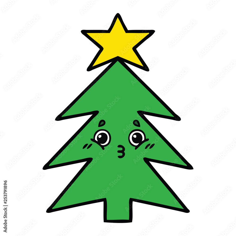 Fototapeta premium cute cartoon christmas tree