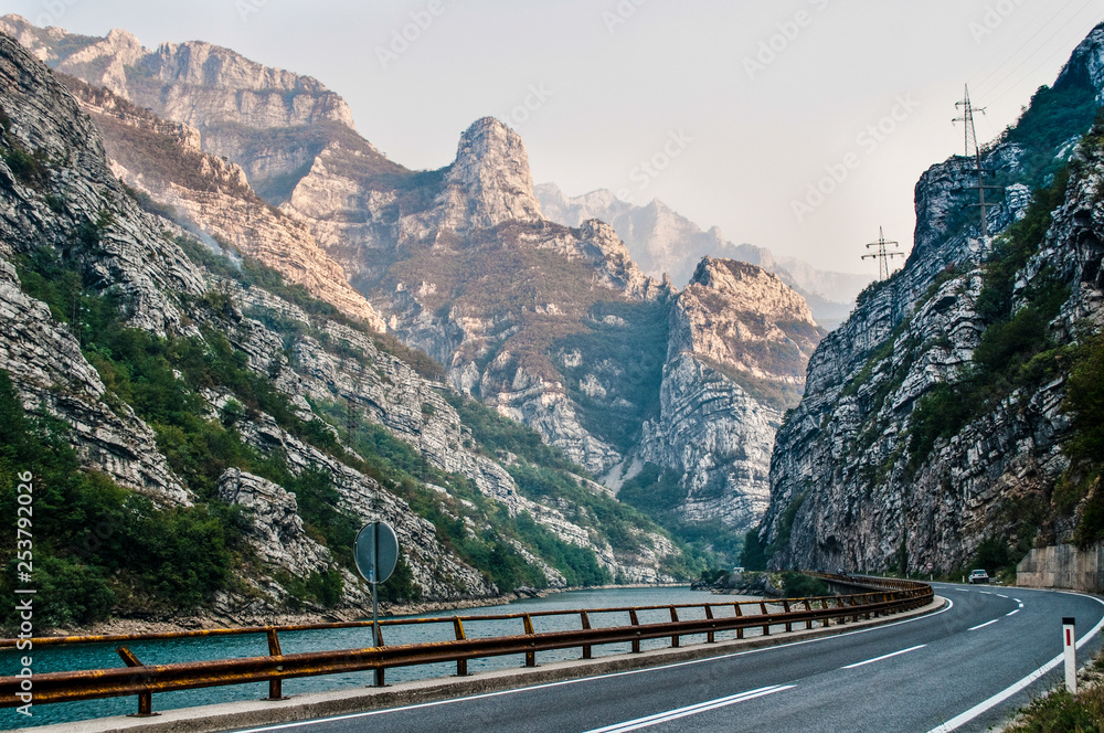 Road winding along River Neretva, Bosnia and Herzegovina