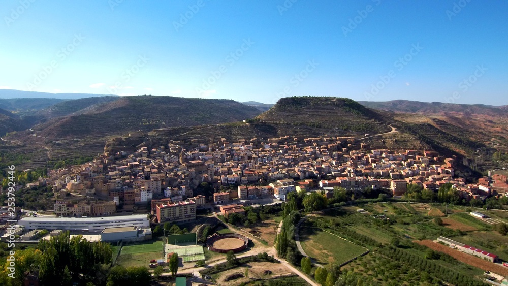 Fototapeta premium Valencia. Village of Ademuz. Spain. Aerial view by Drone