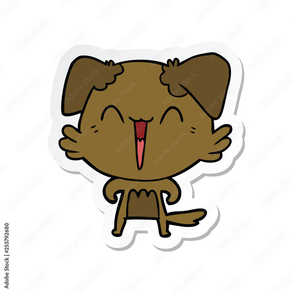 sticker of a happy little dog cartoon sticker of a happy little dog cartoon