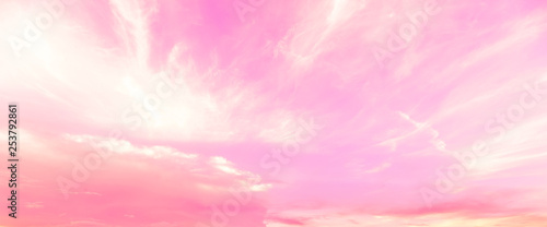 Panorama fantacy pink sky and clouds background in summer