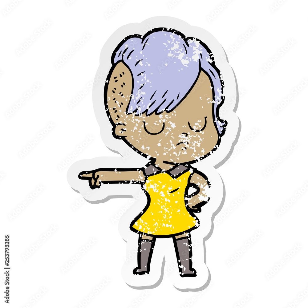 Obraz premium distressed sticker of a cartoon woman