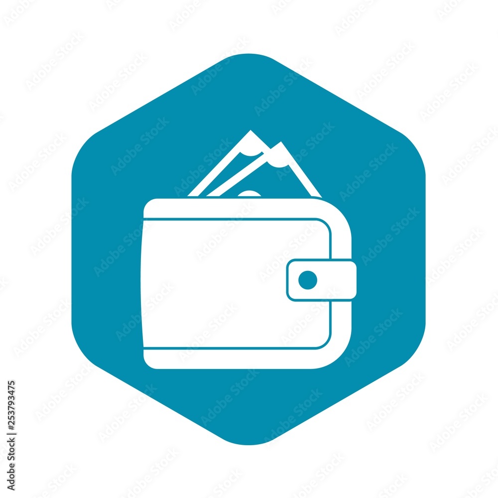 Purse with money icon in simple style isolated on white background Purse with money icon in simple style isolated on white background