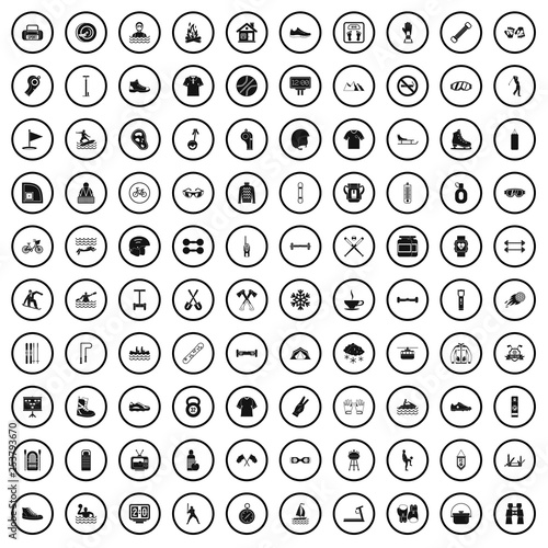 100 sport life icons set in simple style for any design vector illustration