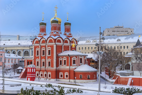 Moscow. Russia. Znamensky Cathedral in winter. Temples of Moscow. Landmarks Moscow. Capital of Russia.