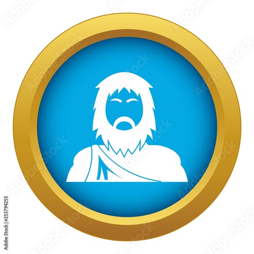 Neanderthal icon blue vector isolated on white background for any design
