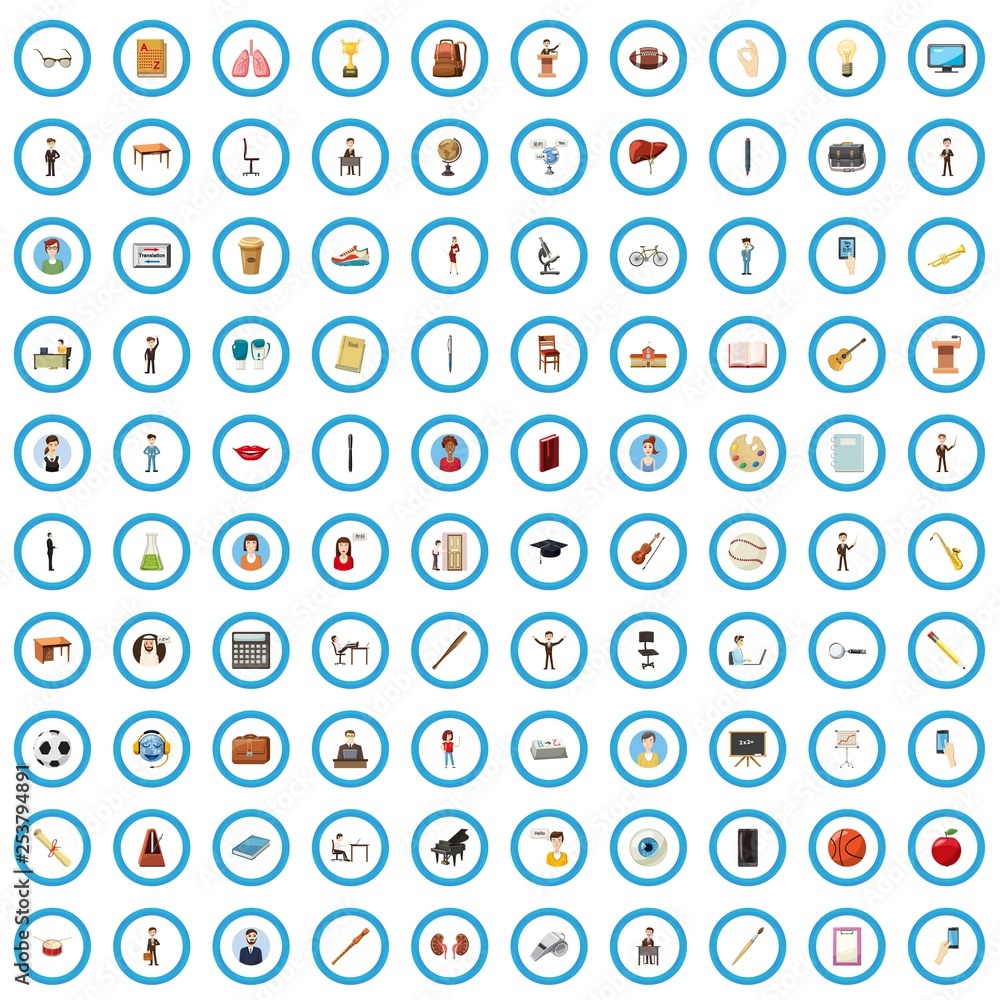 100 education icons set in cartoon style for any design vector illustration 100 education icons set in cartoon style for any design vector illustration