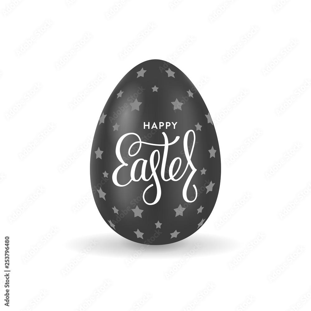 Black egg Happy Easter Lettering Vector illustration Black egg Happy Easter Lettering Vector illustration