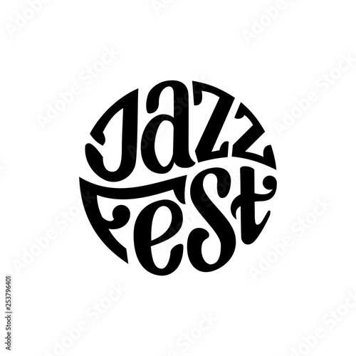 Jazz fest lettering circle white Vector Illustration