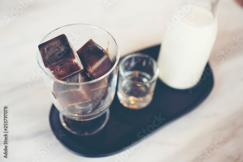 coffee ice cube with milk, ...