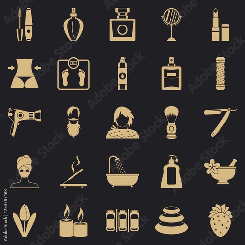Cosmetology icons set. Simple set of 25 cosmetology vector icons for web for any design