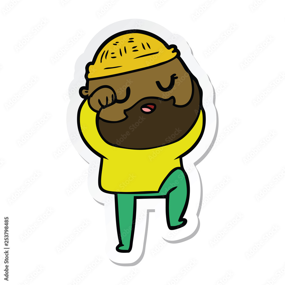 sticker of a cartoon man with beard