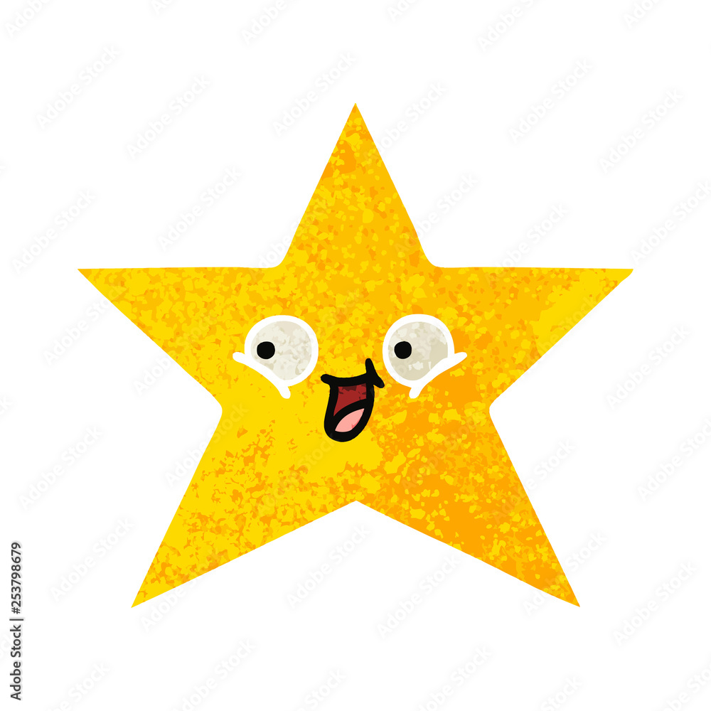retro illustration style cartoon gold star retro illustration style cartoon gold star