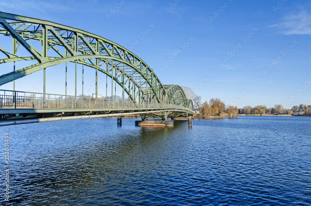 Arch bridge Eiswerderbruecke over the river Havel in Berlin, Germany Arch bridge Eiswerderbruecke over the river Havel in Berlin, Germany