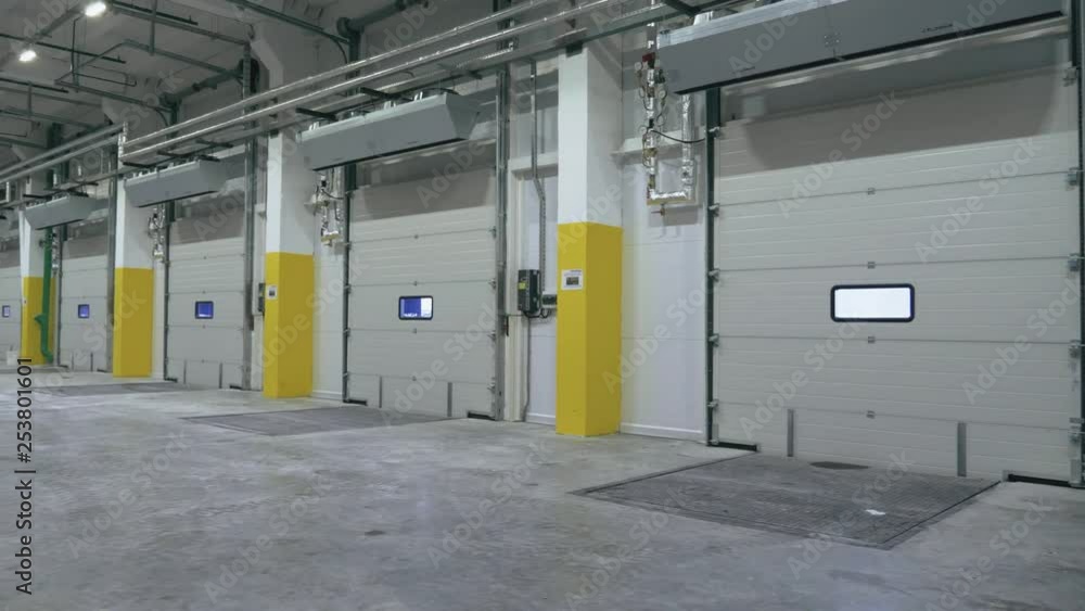 General view of the automatic gate inside the empty logistics center