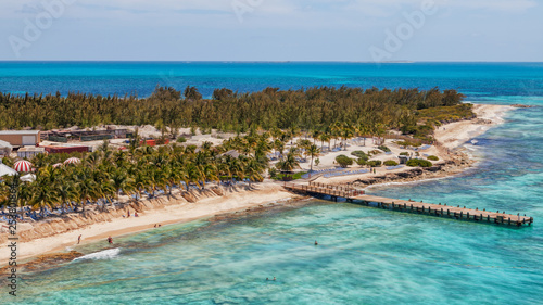 Aerial view of the beach at the cruise center of Grand Turk in the Caribbean..