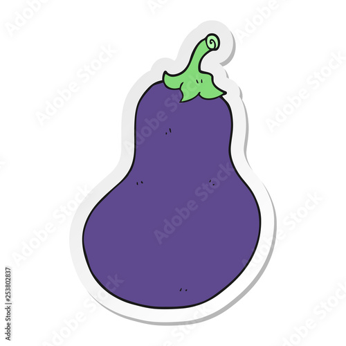 sticker of a cartoon eggplant