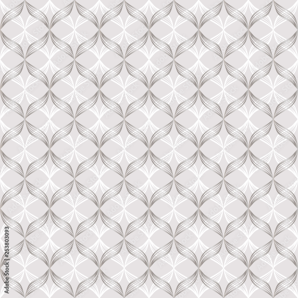 Fototapeta premium Vector abstract geometric seamless pattern. Elegant texture with mesh, net, lattice, grid, diamond shapes, rhombuses. Simple graphic background. Repeat design for decor, textile, cover, wrapped, tile