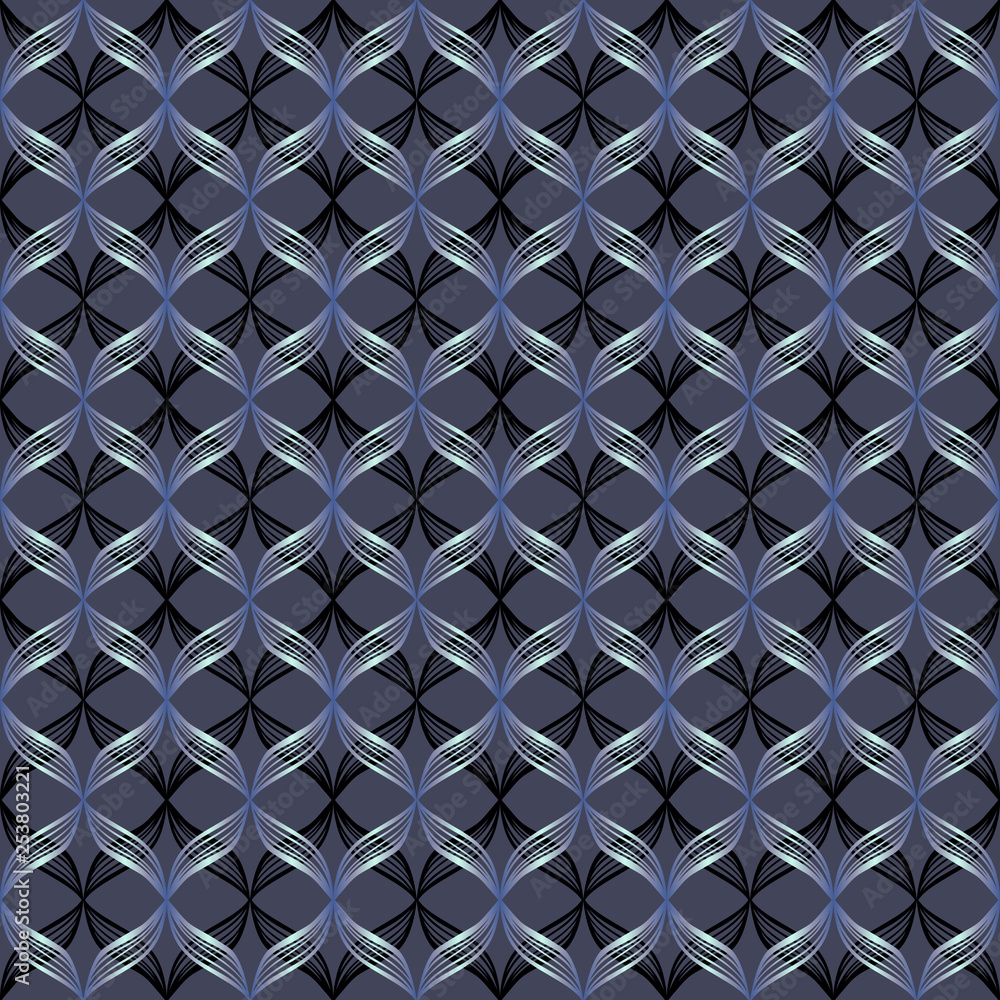 Obraz premium Vector abstract geometric seamless pattern. Elegant texture with mesh, net, lattice, grid, diamond shapes, rhombuses. Simple graphic background. Repeat design for decor, textile, cover, wrapped, tile