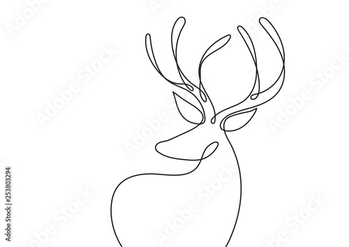 One Line art deer. Abstract modern decoration. Vector illustration. One line drawing. Black and white. Trendy concept for logo
